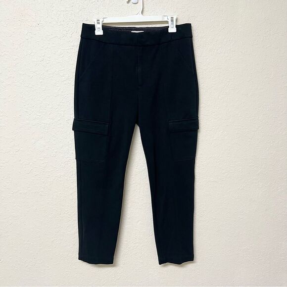 Anthropologie Pants Womens The Essential Slim Black Pockets Cargo Mid Rise Sz 10 - Picture 1 of 6